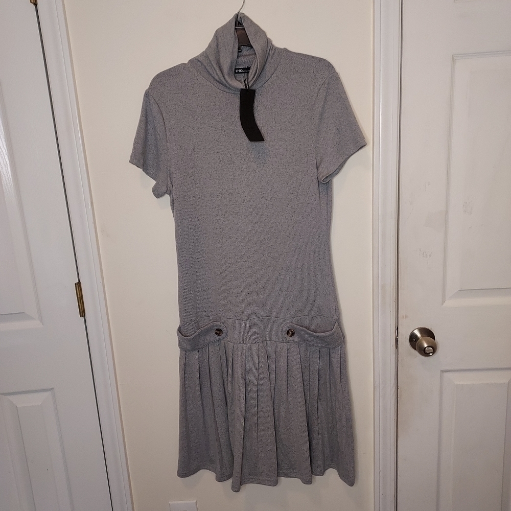 Fhq collection pleated Droped Waist midi dress Sz-L